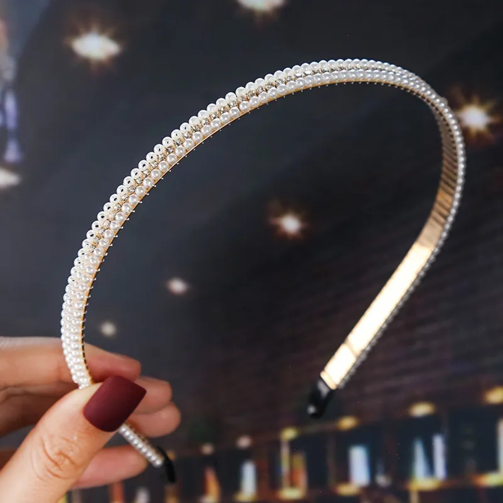White and Gold Pearl Headband